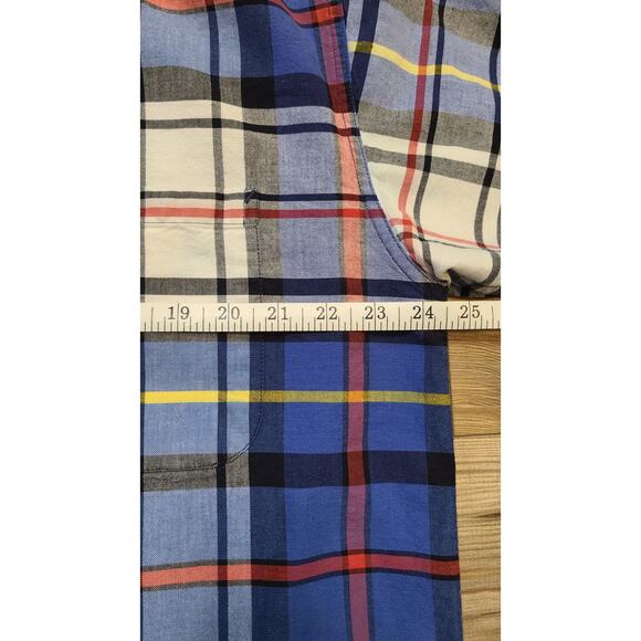 Cinch Button Down Tshirt Mens L Blue Red Plaid Short Sleeve Ranch Outdoor FLAW - Picture 8 of 9